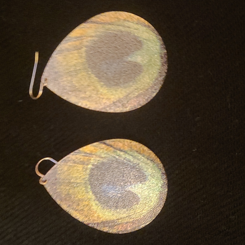 Purple, green and gold sparkly earrings